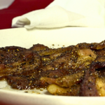 Cracked Black Pepper Bacon by Chef Winston with a crispy pepper crust and smoky oven-baked finish.