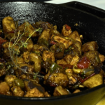 Floribbean Sweet Potato and Plantain Hash with roasted sweet potatoes, caramelized plantains, peppers and fresh herbs by Chef Winston