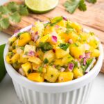 Tropical Mango-Pineapple Relish served with Caribbean jerk chicken