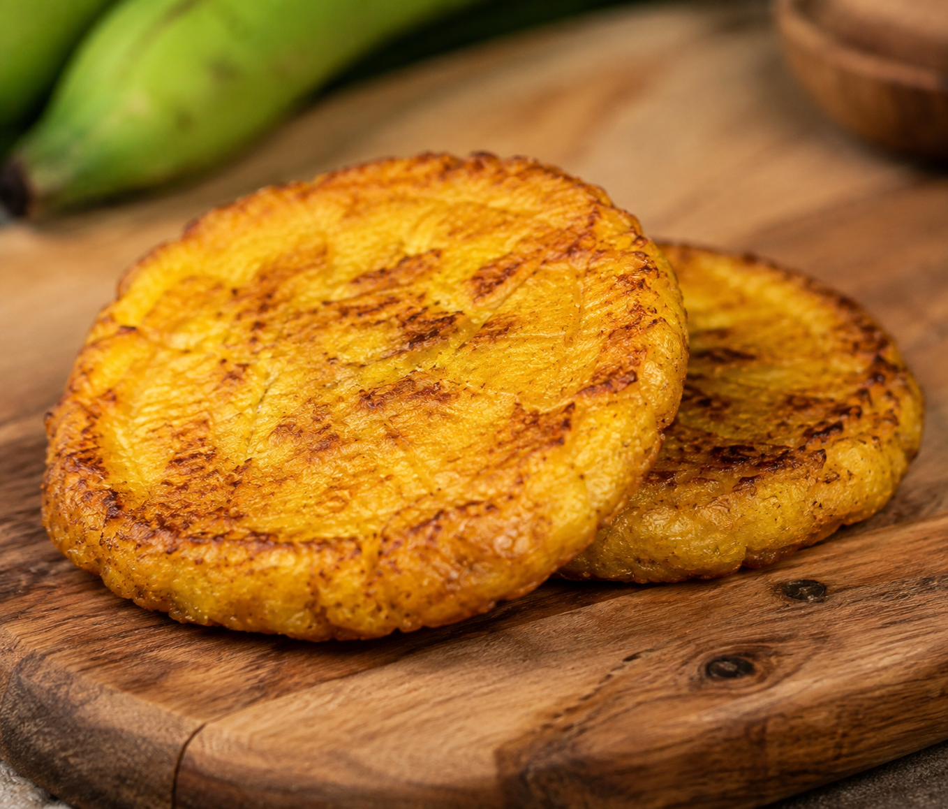 Plantain Bun made with twice-fried plantain by Chef Winston