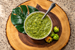 Floribbean Green Seasoning by Chef Winston with fresh herbs, peppers, lime, and orange