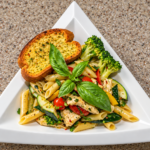 Floribbean Chicken Primavera with penne pasta, chicken and colorful vegetables by Chef Winston